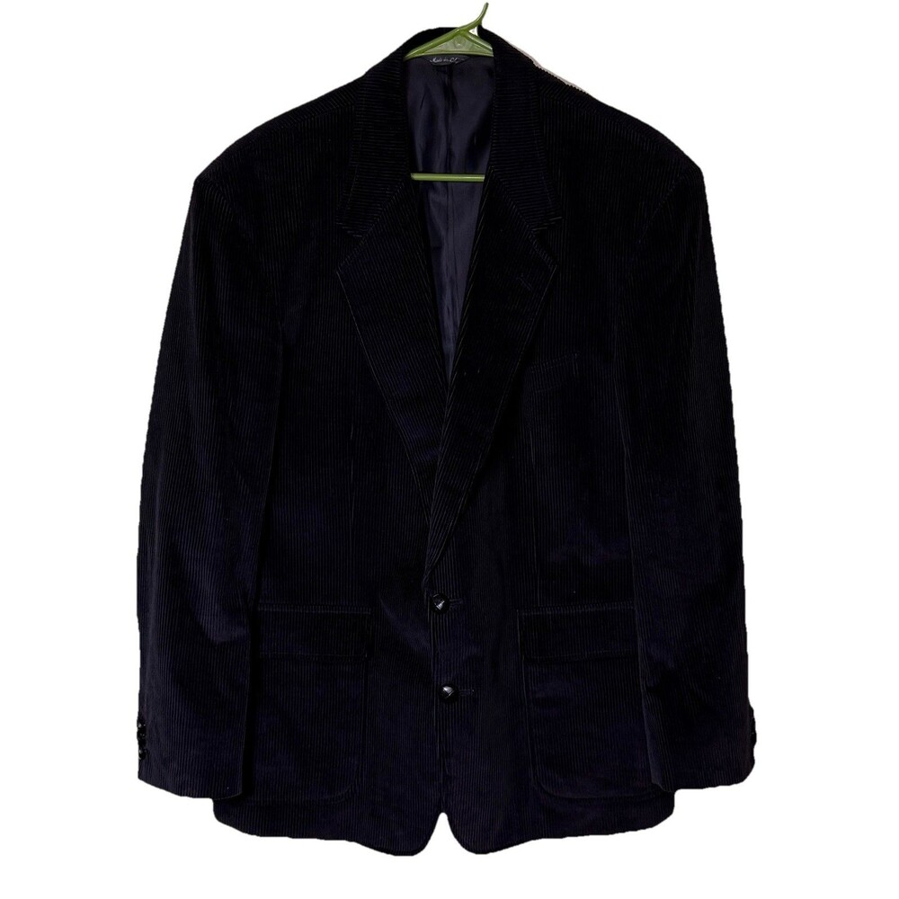 Mens‎ Cotton Corduroy Blazer Black Classic Business Professional Sport Coat 42R